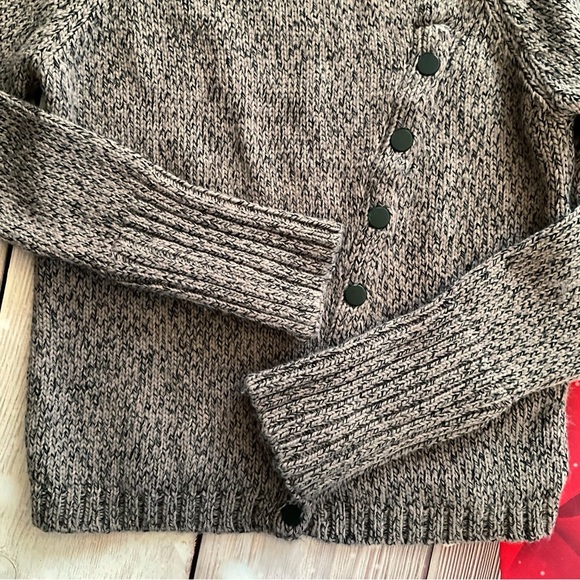 Zara Mockneck Pullover Sweater Asymmentrical Front Buttons - Picture 9 of 11